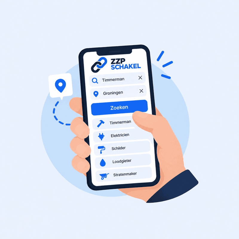 De ZZP Schakel-app: zoek vakmensen op vakgebied en regio.